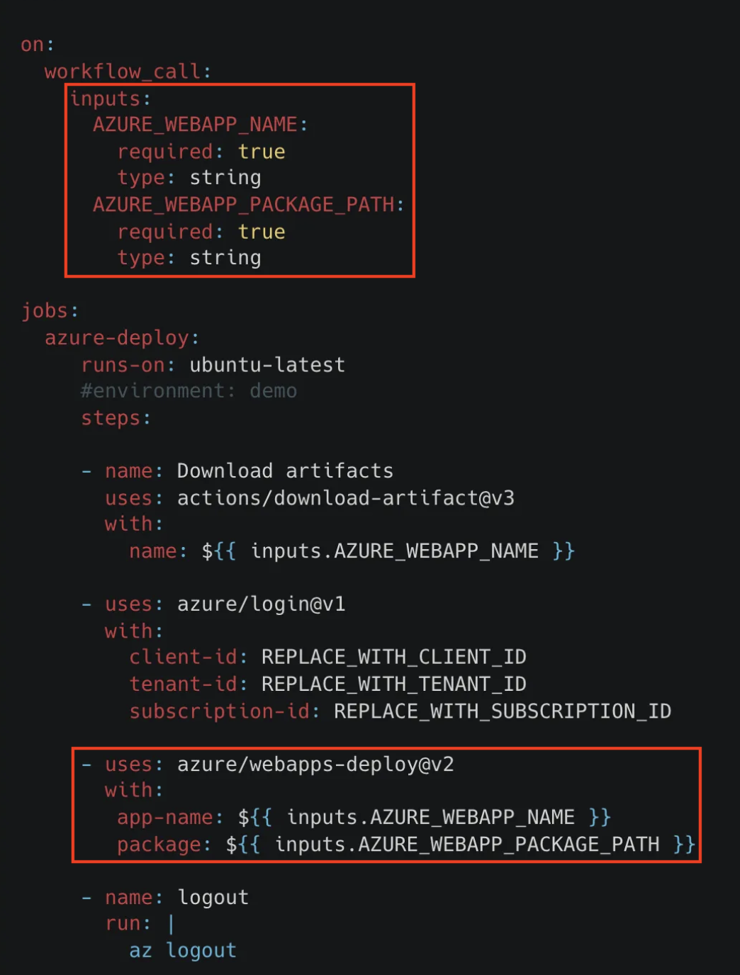 Reusable workflow for Azure webapps deploy