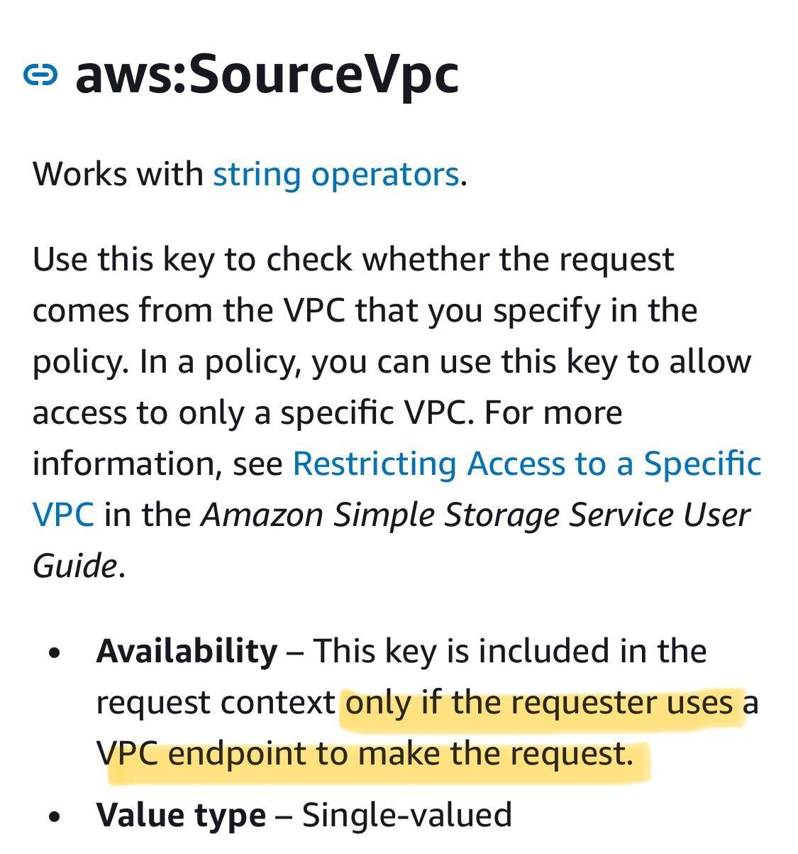The documentation states that VPC endpoint is required, but the story doens't stop here