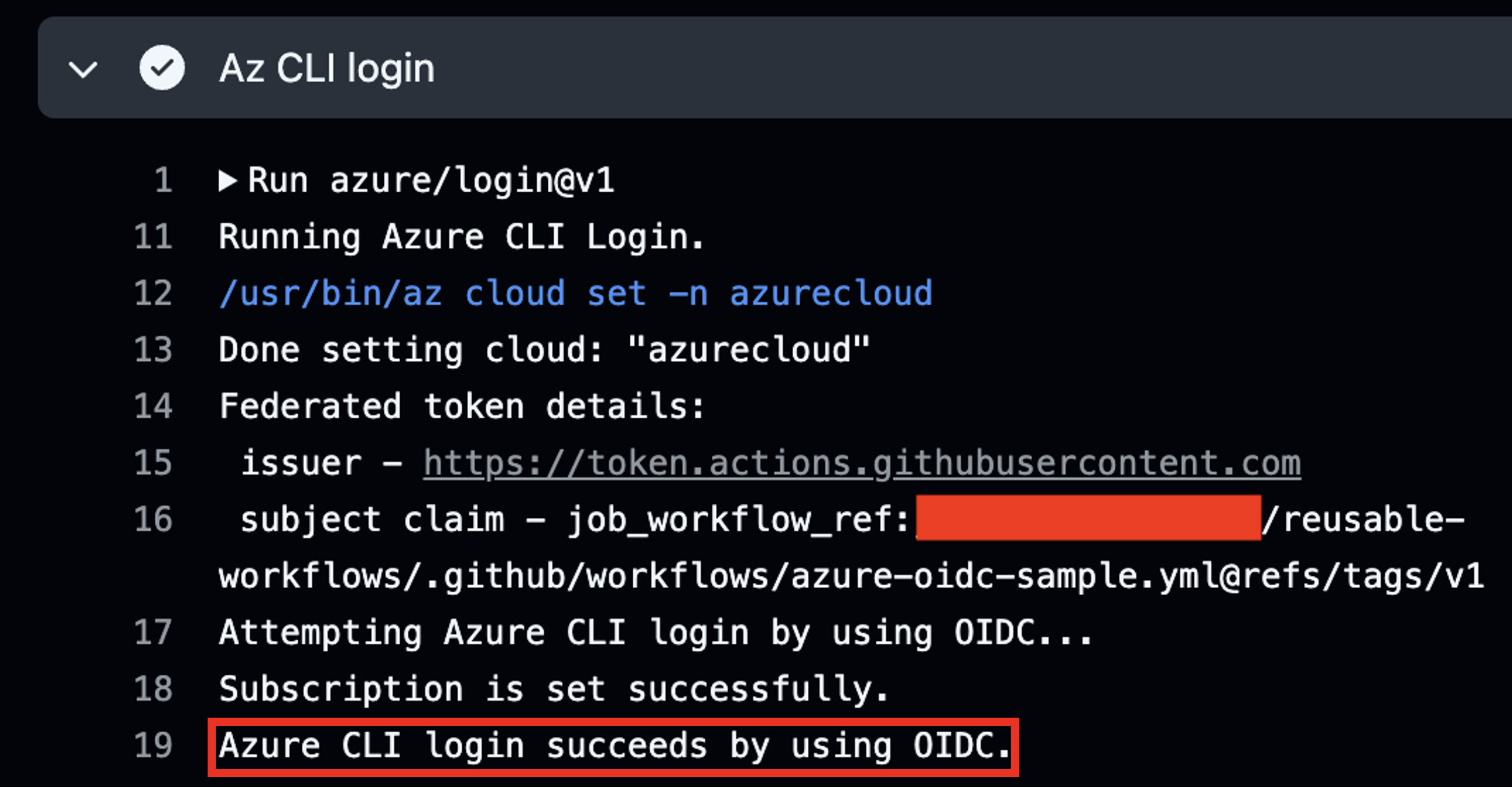 Successfully login to the Azure account