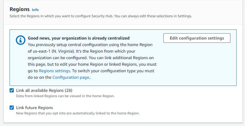Select regions to deploy configuration